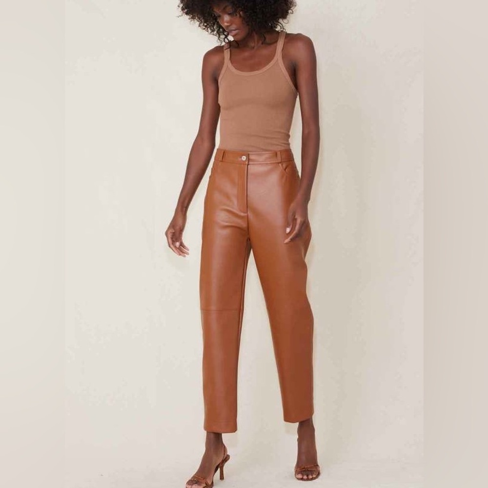 Stella McCartney Hailey Faux Leather Trousers in Toffee